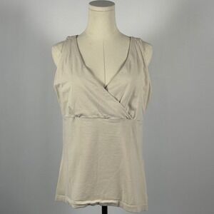 Eddie Bauer Womens Beige V Neck Faux Wrap Tank Top Size L